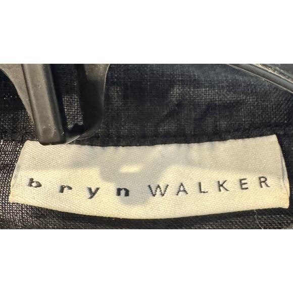 Bryn Walker Hidden Button Linen Shirt Women’s Size Medium Black Coastal Minimal - Picture 6 of 8